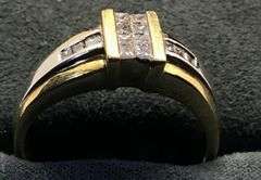 MEN’S 14K TWO TONE (YELLOW + WHITE) GOLD NATURAL DIAMOND WEDDING BAND