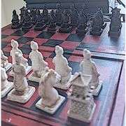 Chinese Terracotta Warrior Chess Set with Wood Board
