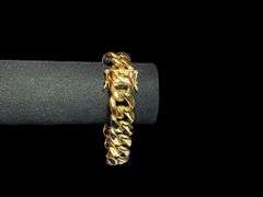 Huge 123.5 Gram 14 Kt Gold Plate Curb Link Bracelet