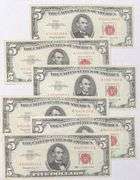 6 1963 Series Slider $5 Red Seal US Notes