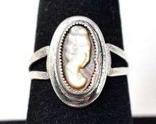 Abalone Gemstone Cameo Ring in Sterling Silver