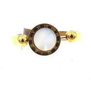 Gold plated reversible black onyx and opal ring