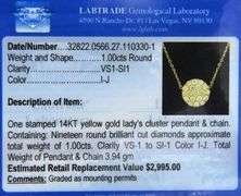 1.0 CTW Diamond Pendant Charm Necklace