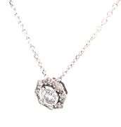 10kt White gold 0.30ctw diamond halo pendant on chain