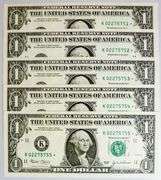 (5) Superb Crisp 2003 $1 Star Replacement Notes Dallas Consecutive!