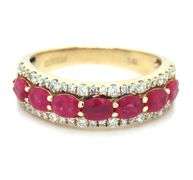 14kt Yellow gold Ruby and diamond band
