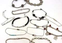 Big group lot of 16 vintage 925 sterling silver bracelets