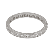 Platinum 950 Natural Diamond Engraved Band, Size 8