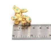 18k Yellow Gold Natural Turquoise Poodle Brooch Pin