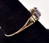 Stunning 10K Yellow Gold Diamond and Purple Gemstone Ring