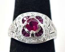 Vintage Platinum Ruby and Diamond Ring