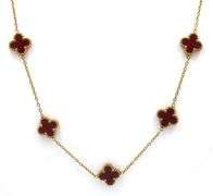 Gold plated clover station necklace