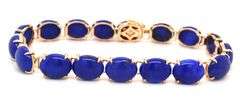 14kt Yellow gold Lapis cab station bracelet