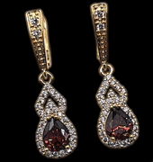 18 Kt Yellow Gold Plate Rare Padpaparacha Sapphire Lab Simulated 4 Piece Jewelry Set