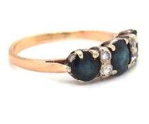 Estate 14k YG 3 Sapphire Ring