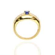 18k Yellow Gold Natural Blue Sapphire and Natural Diamond Ring