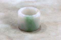 Antique Qing Dynasty Natural Jadeite Archer's Ring
