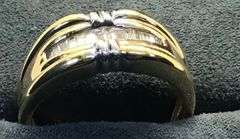 MEN’S 14K TWO TONE (YELLOW+WHITE) GOLD NATURAL DIAMOND WEDDING BAND