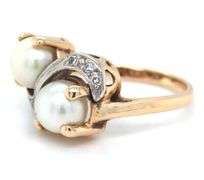 Vibrant 14K YG Double Pearl Ring