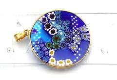 Lot of 2 925 sterling silver Murano Millefiori pendants