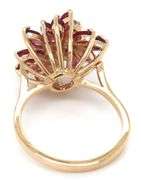 14kt Yellow gold ruby and diamond cluster ring