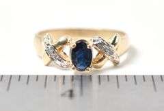 Elegant 14K Yellow Gold Blue Sapphire and Diamond Ring