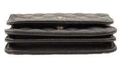 Chanel Black Caviar Quilted On Chain Mini Wallet