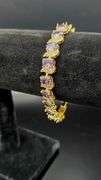 Gorgeous 18 Kt Gold Plate 5 Piece Lab Simulated Amethyst and Diamond Jewelry Set
