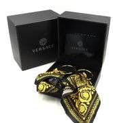 Versace Barocco black gold Baroque print scarf convertible Medusa earrings