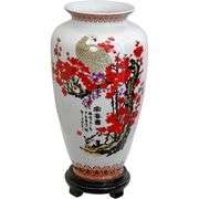 Red Lantern 14-Inch Cherry Blossom Porcelain Art