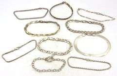 Group lot of 10 vintage 925 sterling silver bracelets