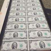 1976 16 Bill, Uncut Sheet of 2 Dollar Star Notes - OGP