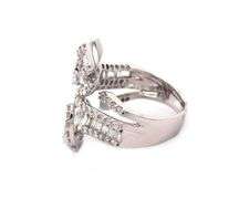 18kt White gold 4.50ctw Round and Baguette Diamond Frame Swirl Bypass Cocktail Ring