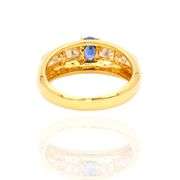 18k Yellow Gold Natural Blue Sapphire and Natural Diamond Ring