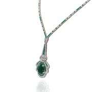 18k White Gold and Emerald Diamond Pear Necklace