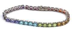 925 Sterling silver lot of 2 multi color crystal bracelets
