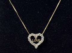 CZ Gemstone Heart Pendant Necklace in Vermeil Sterling Silver