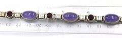 Group lot of 2 signed 925 sterling silver multi gemstone bracelets