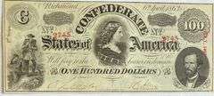 $100 Confederate States CH CU 6 April 1863 Series Note.