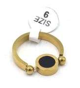 Gold plated reversible black onyx and opal ring