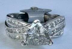 14K White Gold Trillion Cut Diamond Ring