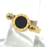 Gold plated reversible black onyx and opal ring