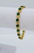 18 Kt Yellow Gold Plate 4 Piece Lab Simulated Emerald Jewelry Set