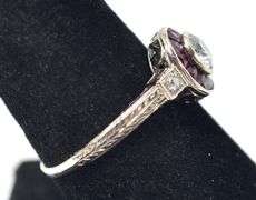 Sophisticated 18K White Gold Diamond and Ruby Ring