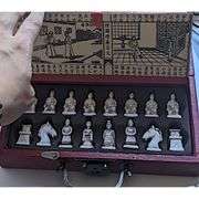 Chinese Terracotta Warrior Chess Set with Wood Board