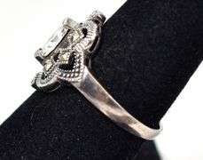 CZ and Marcasite Gemstone Ring in Sterling Silver