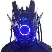 Futuristic Alien-Style Mask with LED Lights and Braided Tubes