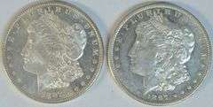 Pair of Deep Mirror Prooflike 1887 & 1897-S Morgan Silver Dollars
