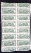 2013 Two Dollar Bill Uncut Currency Sheet, 16 Notes