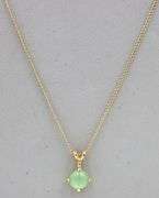14kt Yellow gold round green star sapphire pendant on chain
